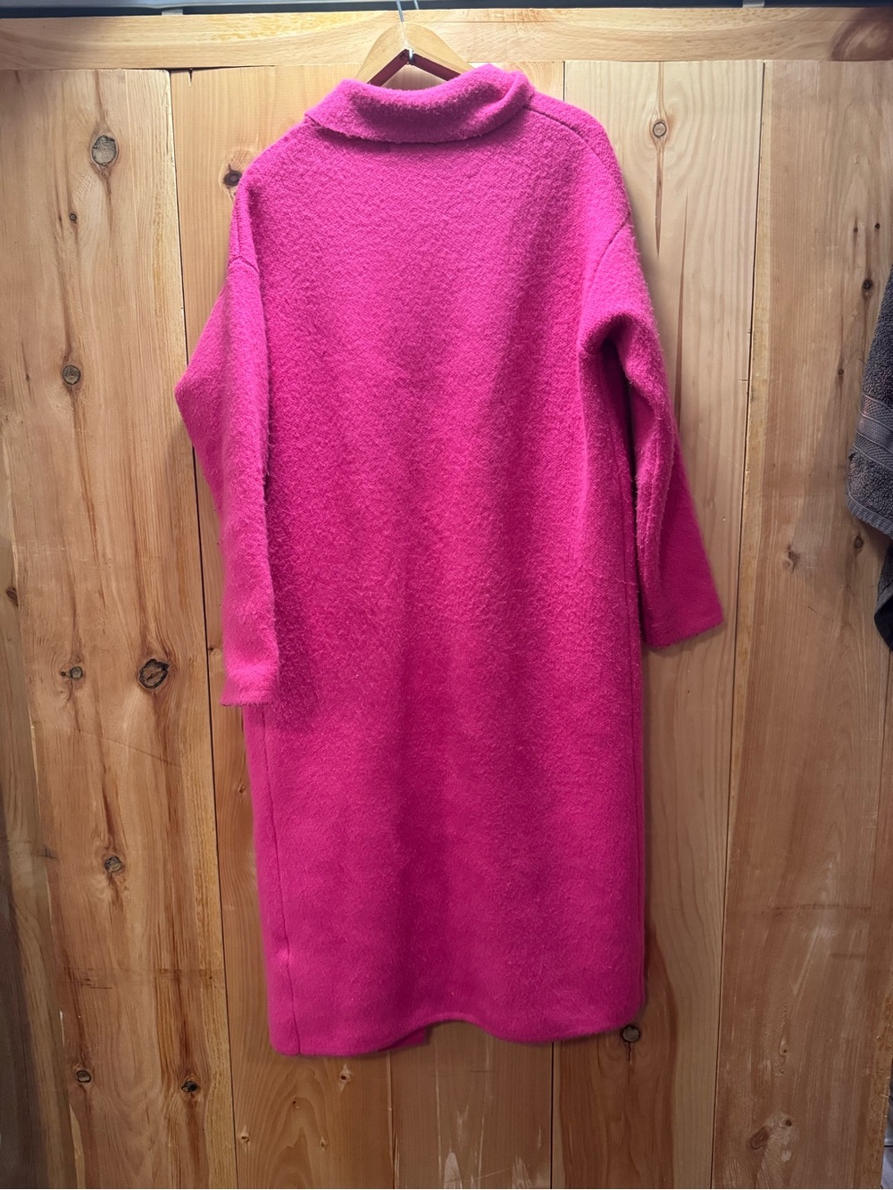 Super soft Women's Hot Pink Long Coat - Picture 3 of 4